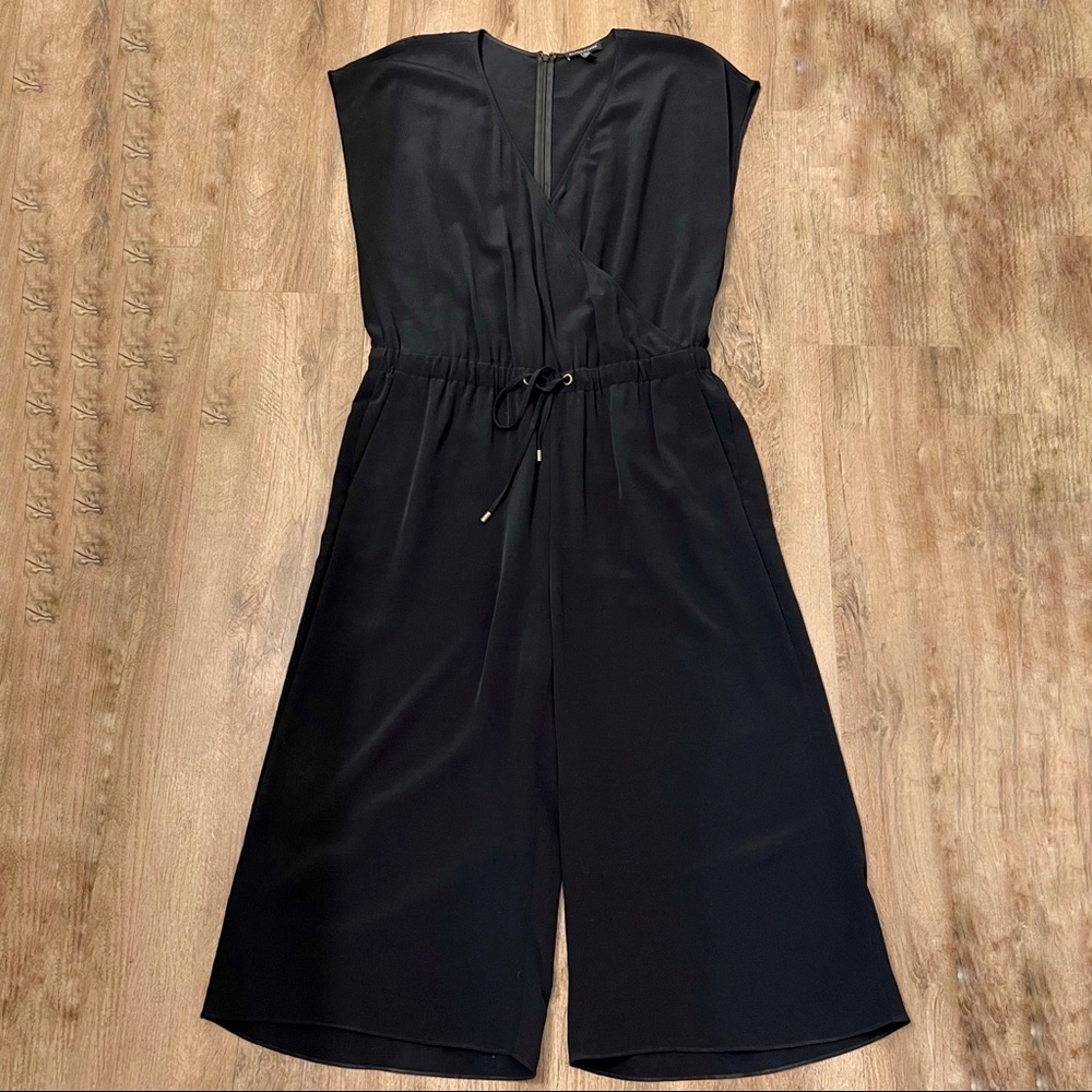 Eileen Fisher Black V-Neck Cropped Jumpsuit - Picture 3 of 12